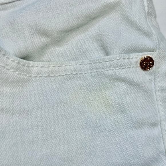 Tory Burch Mid Rise Flare Leg Jeans Women Size 26W x 29L White Cotton Blend Used - Picture 4 of 10